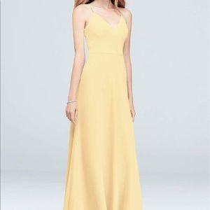 Yellow Chiffon Spaghetti Strap Floor-Length Dress